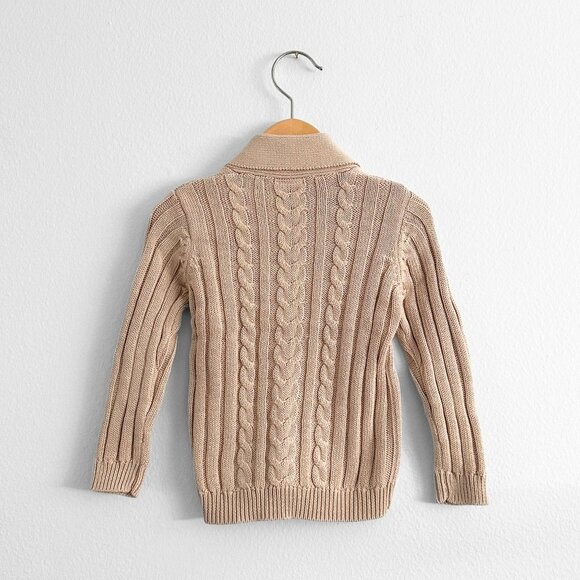 NWT Cute Boys Knitted Sweater Comfy & Warm Long Sleeve Button Down Tan 2T - Picture 2 of 2